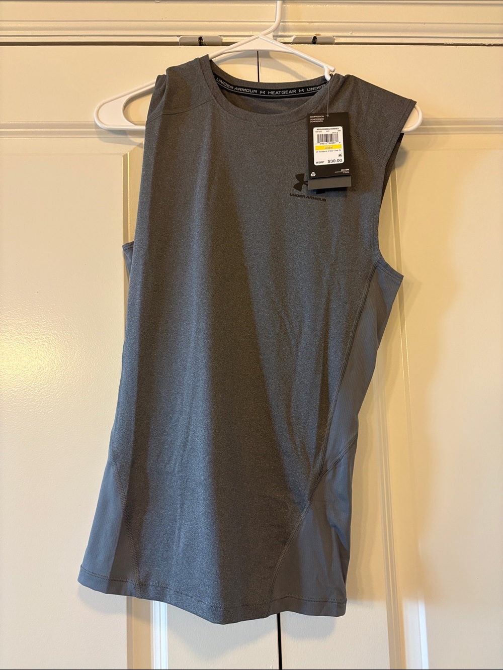 Under Armour Charcoal Gray Sleeveless HeatGear Muscle Tee
